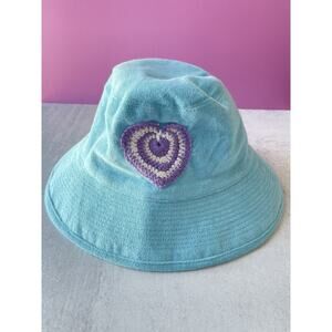 Kerri Rosenthal Terry Cloth Sunny Daze Bucket Hat surf Blue heart anthropologie